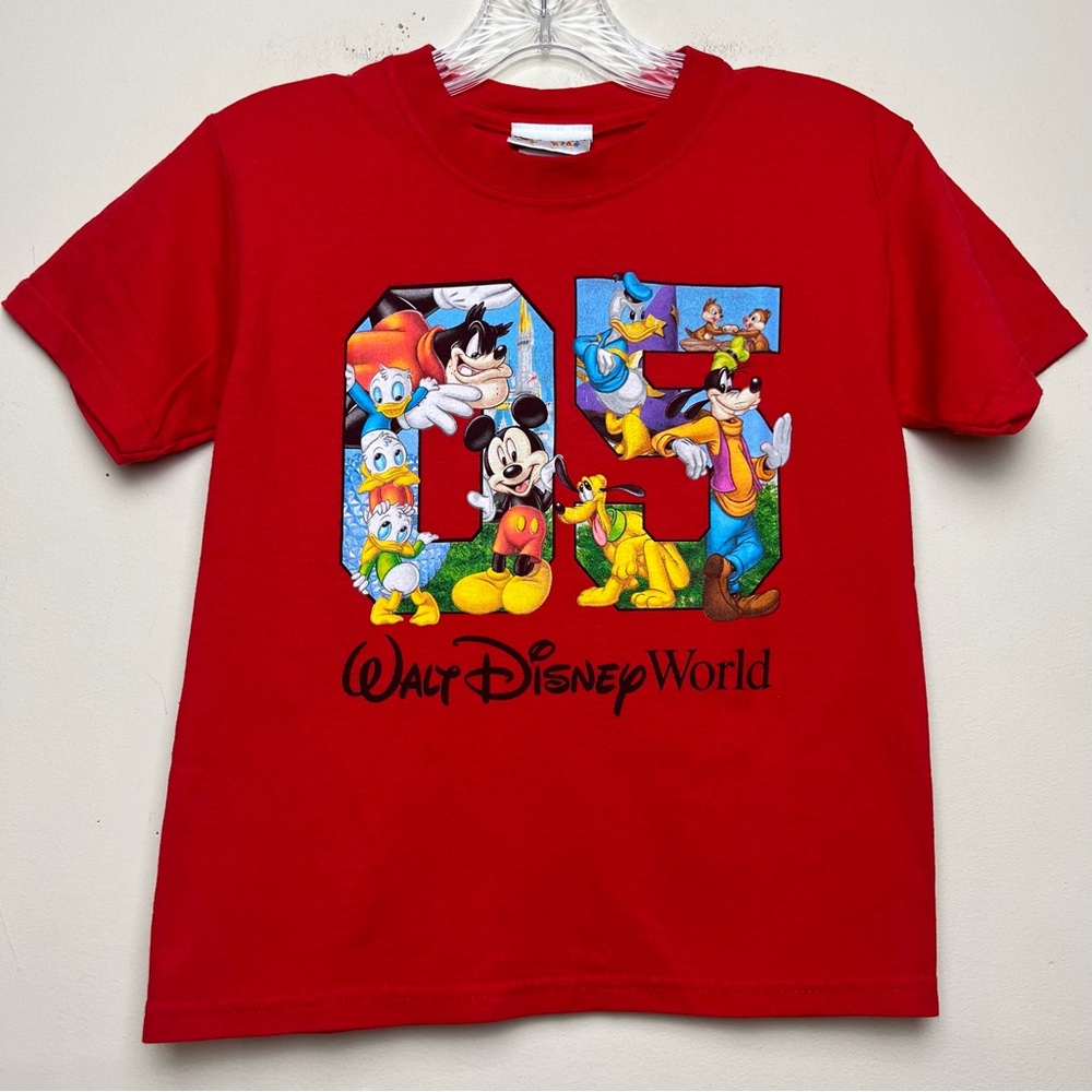 Walt Disney‎ World 2005 05 Red Y2K T-shirt Youth Kids Size XS